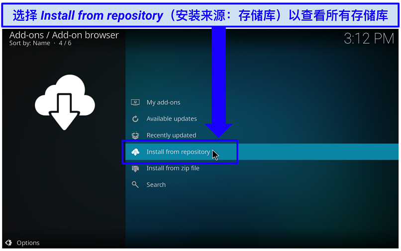 A screenshot showing the option that takes you to CastagnaIT’s Kodi repository once installed