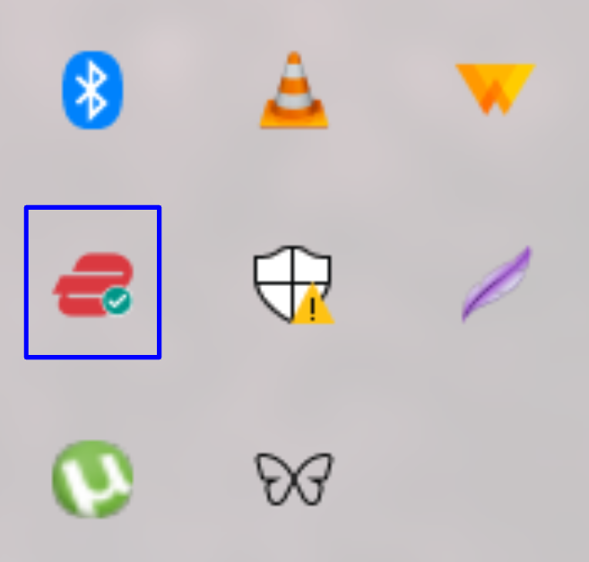 Screenshot showing the ExpressVPN icon in the system tray.