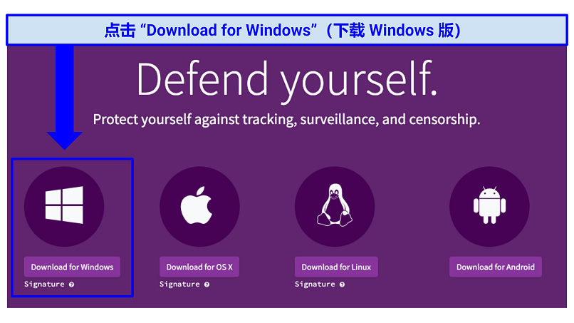 Screenshot of the Tor official website, where its software can be downloaded for various devices and browsers