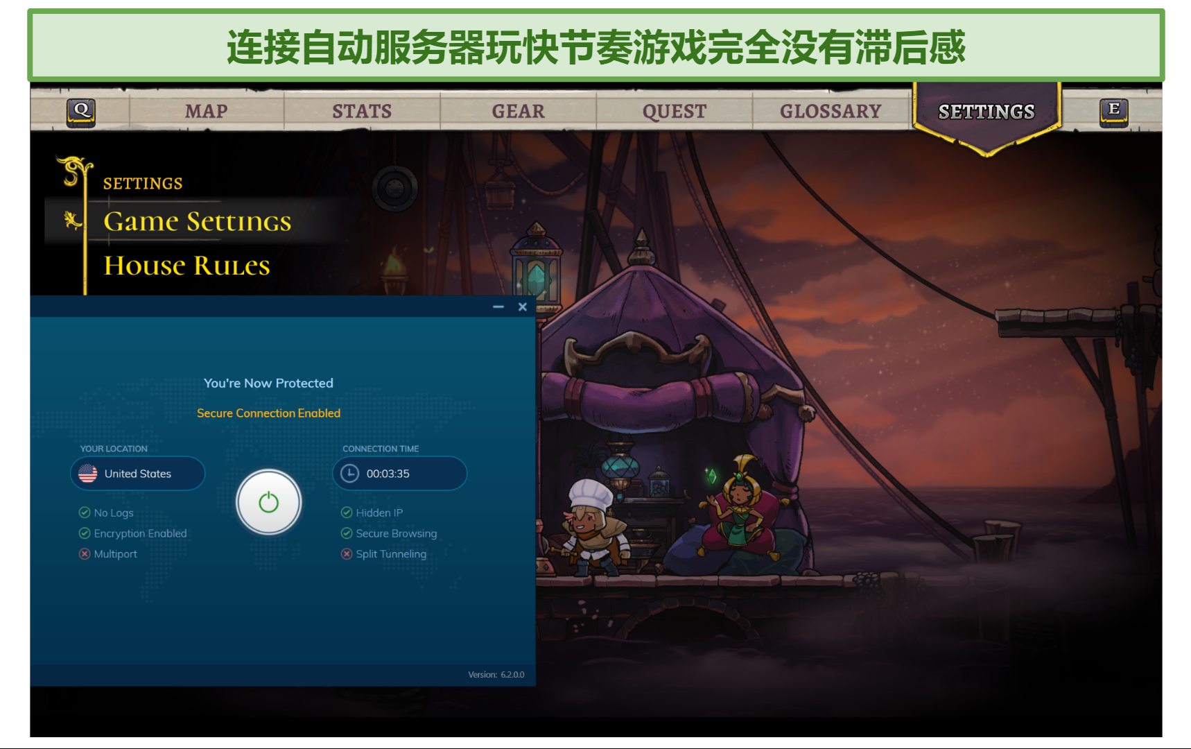 Screenshot of Steam playing Rogue Legacy 2 while connected to Ivacy VPN