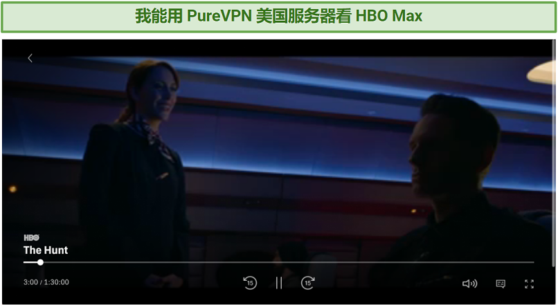 Graphic showing HBO Max streaming using Pure VPN