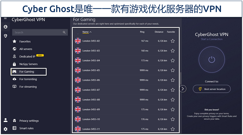 Image showing the main app interface of CyberGhost