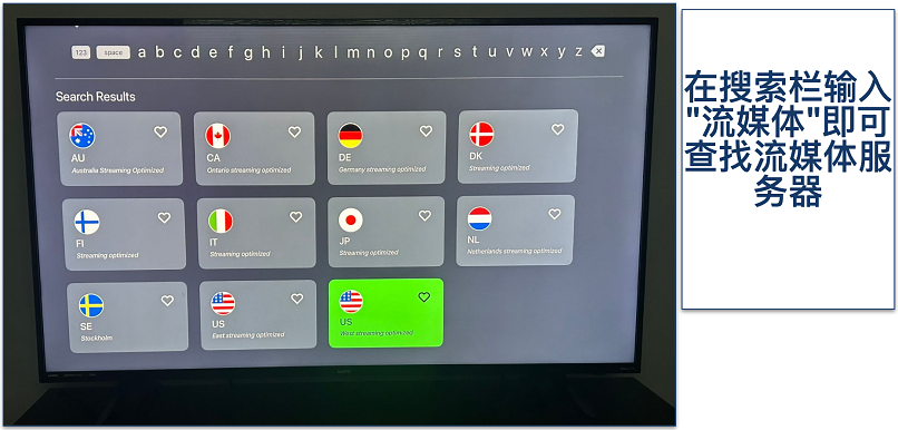 PIA的各国流媒体服务器截图