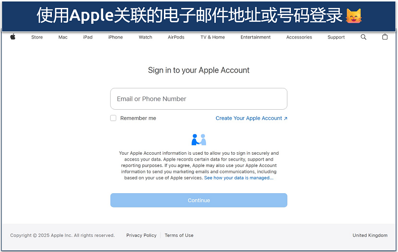 Screenshot of Apple's Report a Problem login page